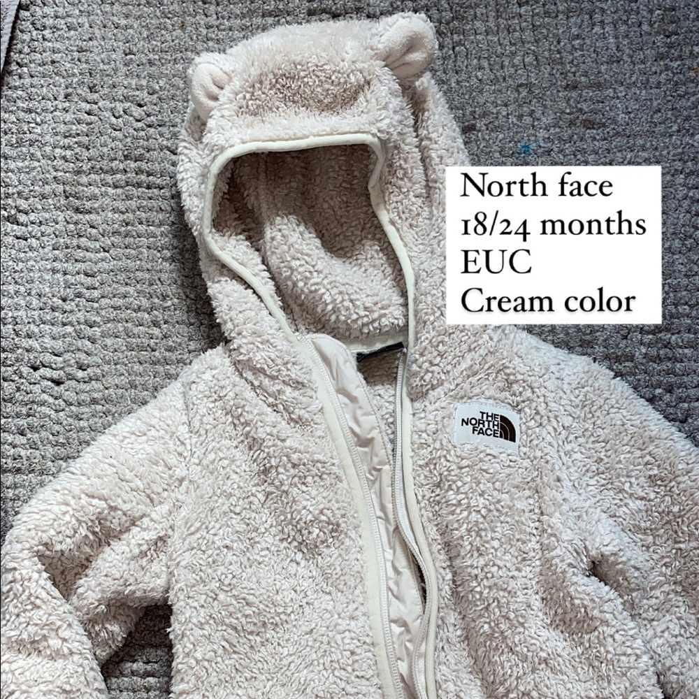 The North Face Cream Sherpa Fleece Jacket with Hood for Kids